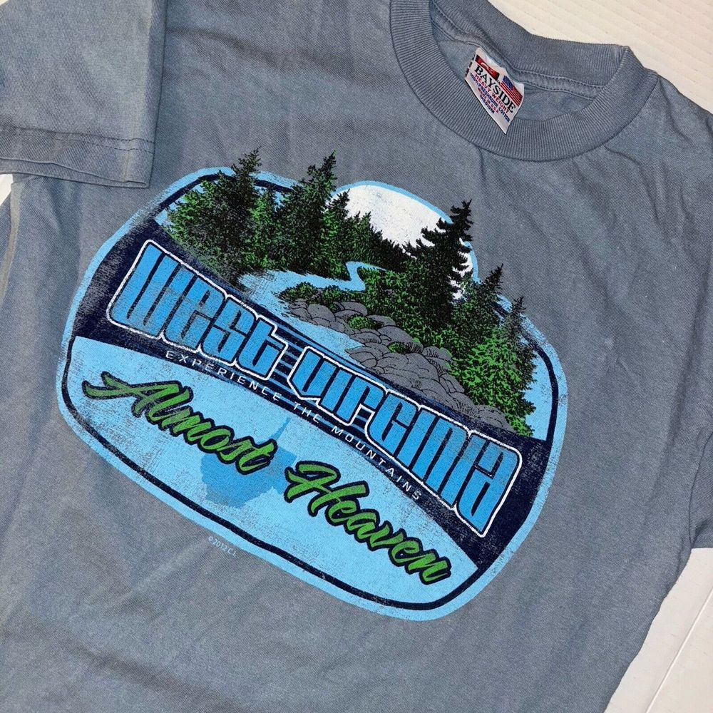 Retro West Virginia Almost Heaven Graphic T‎ Shirt Bayside Made in USA Adult Med